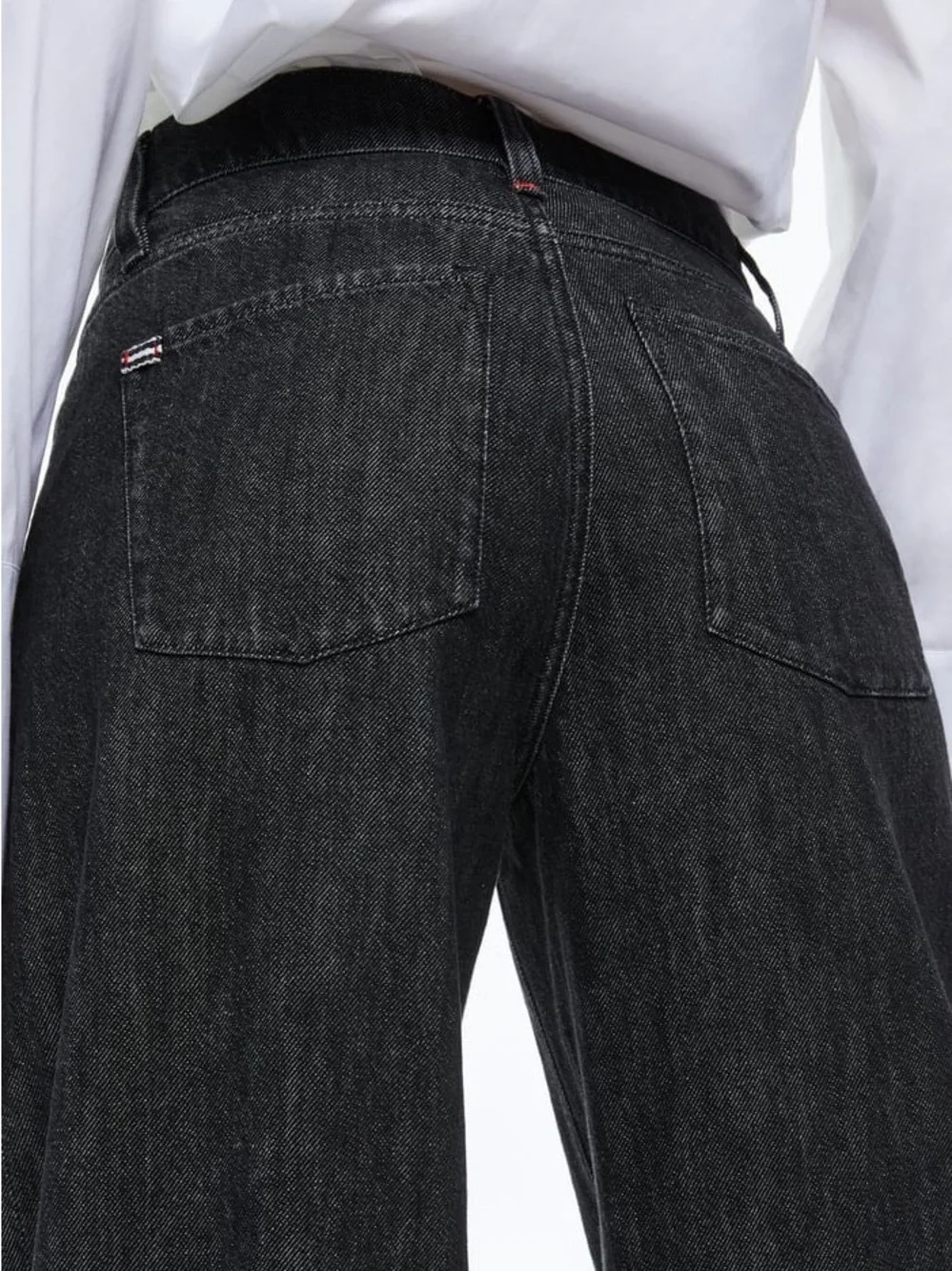 Alice + Olivia Trish Low Rise Baggy Wide Leg Jeans 32 Black Dark Denim Slouchy - Picture 4 of 12
